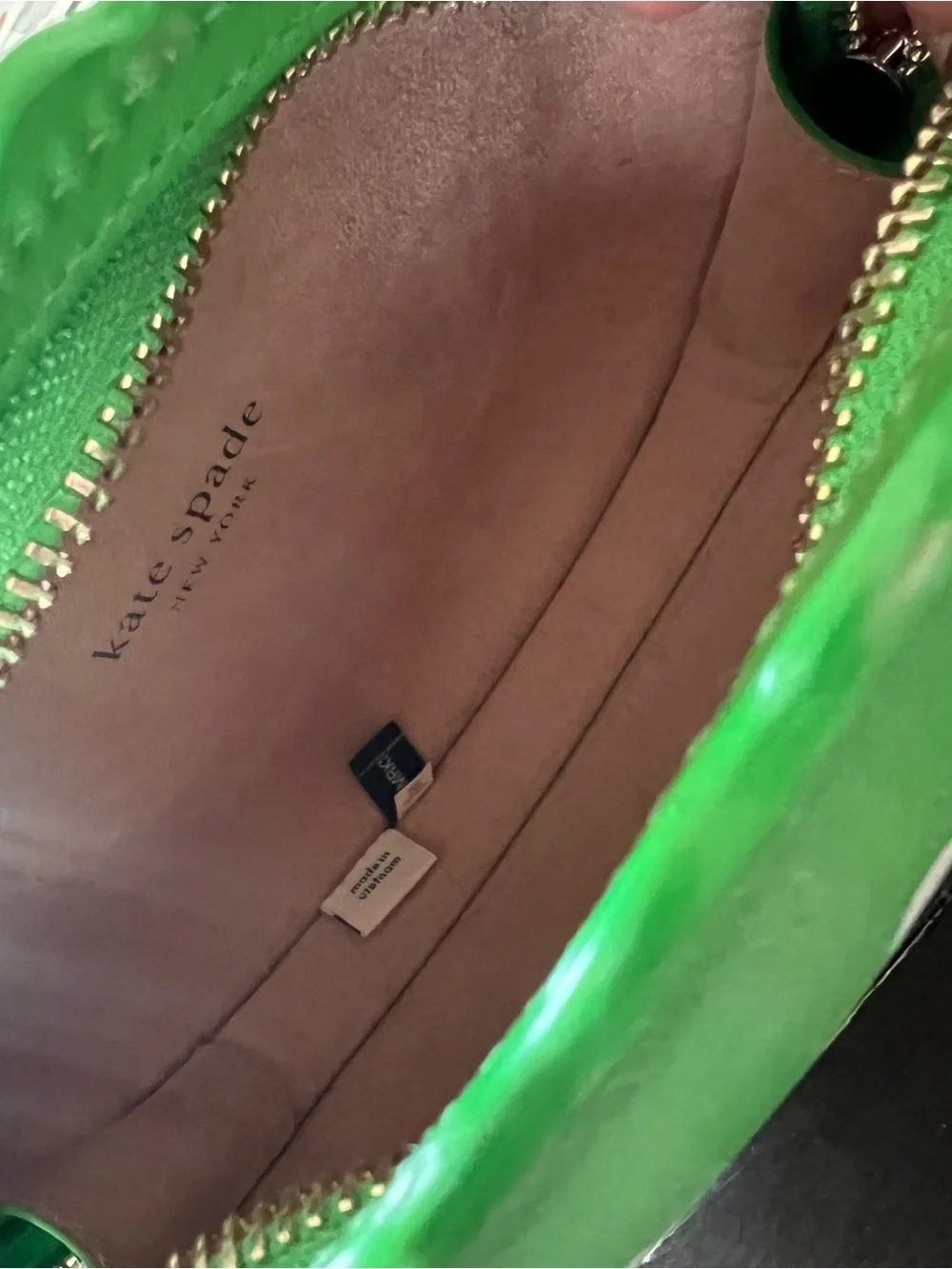 kate spade Green and White Polka Dot Crab Crossbody Bag